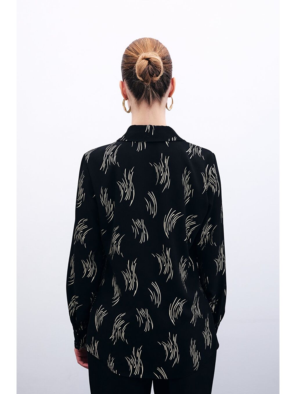 Sarı Baskılı Klasik Gömlek - Gold-2