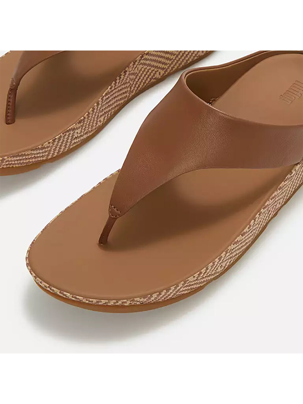 Kahverengi Kadın Terlik A4Q-001/C15 LULU Lux Graphic-Weave Leather Toe-Post-1