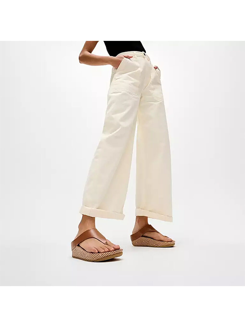 Kahverengi Kadın Terlik A4Q-001/C15 LULU Lux Graphic-Weave Leather Toe-Post-2