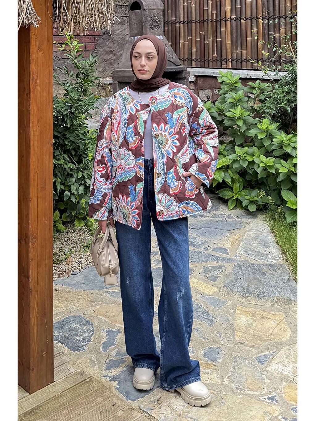 Desenli Kapitone Mont Acı Kahverengi