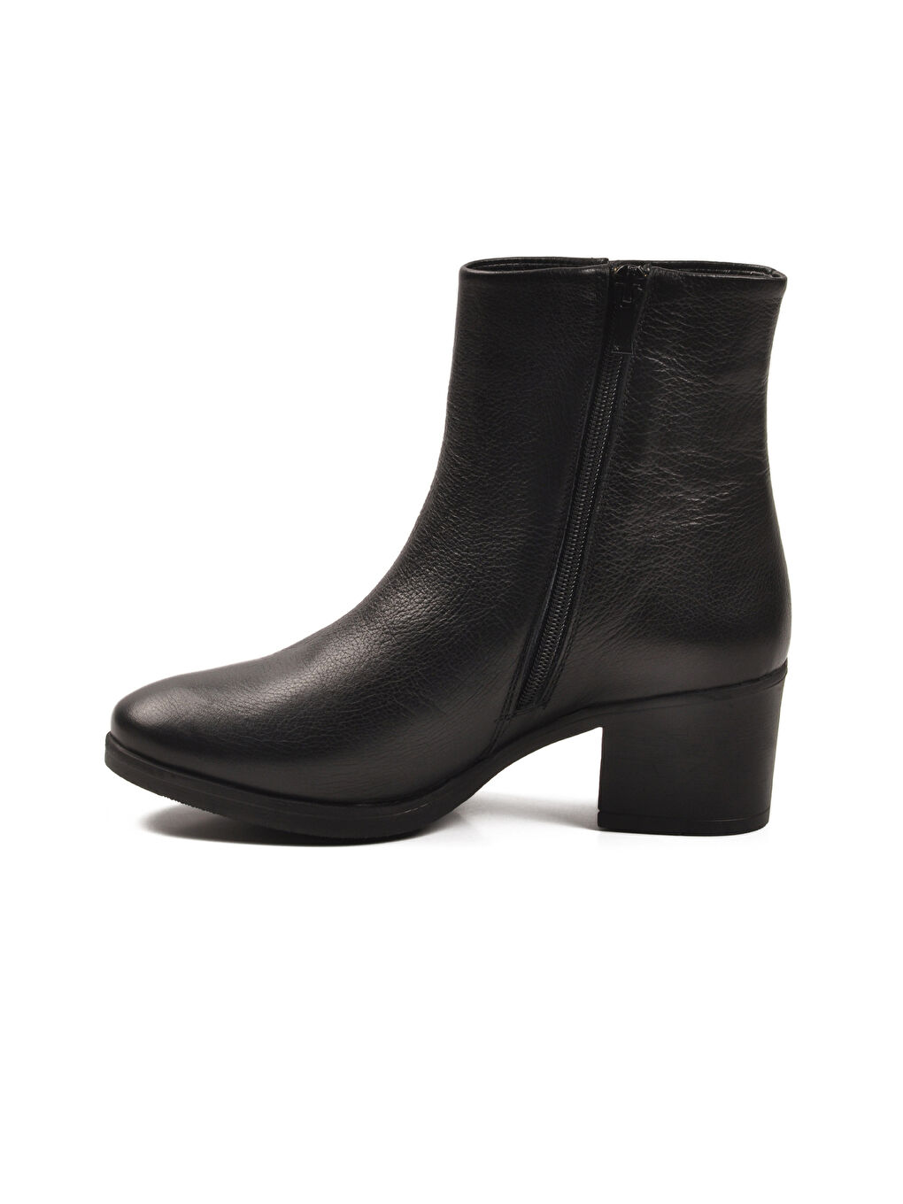 Siyah Hakiki Deri Fermuarlı Polarlı Kadın Bot 92162-1 Z-3