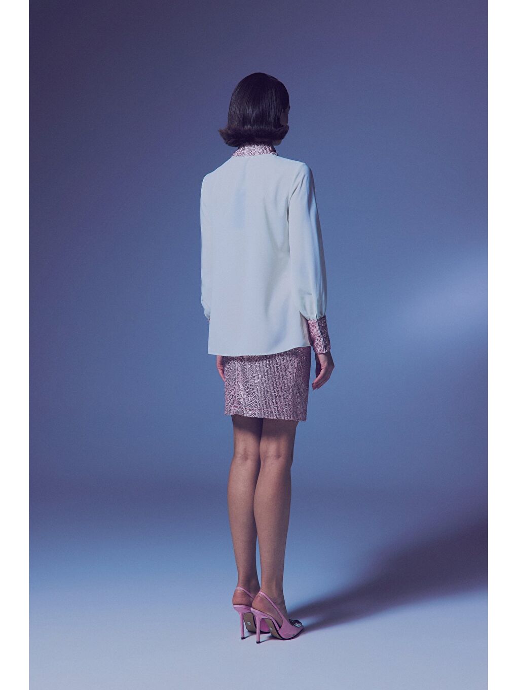 Lila Payet Detaylı Gömlek - Ekru-Pudra-5