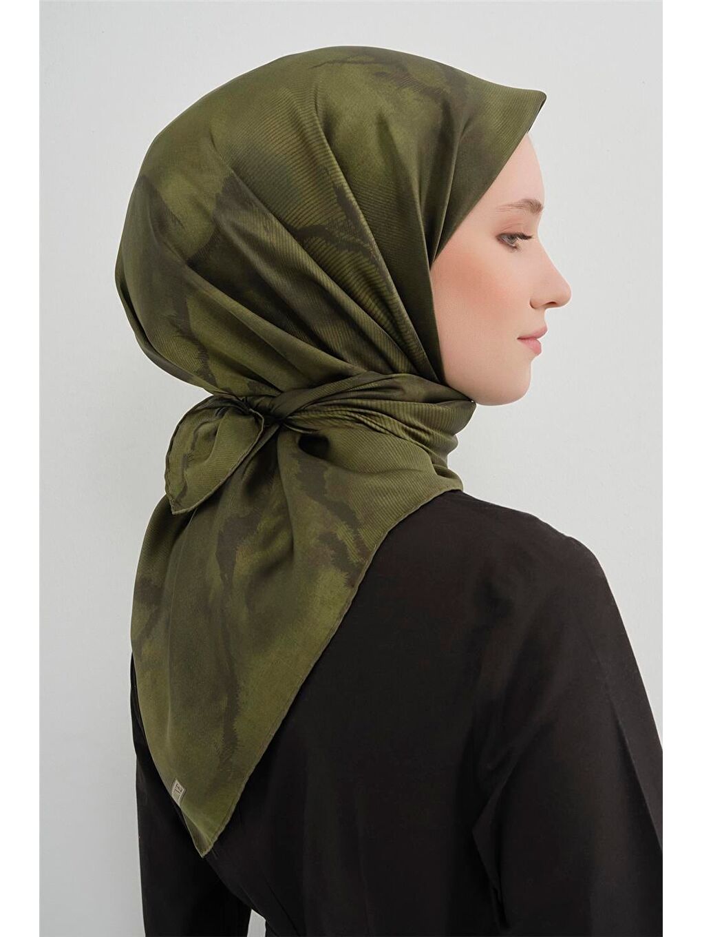 Haki Saf İpek Twill Eşarp 9501D 57-2