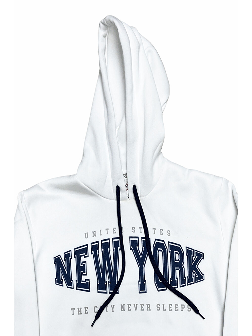 Beyaz Kız Çocuk 3 İplik Kapüşonlu Kanguru Cepli Sweatshirt 12335-2