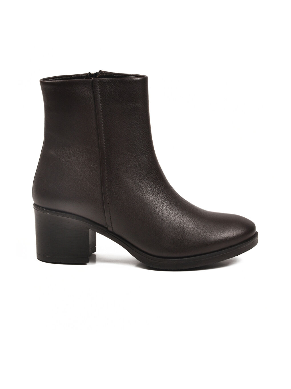 Kahverengi Kahve Hakiki Deri Fermuarlı Polarlı Kadın Bot 92162-1 Z-1