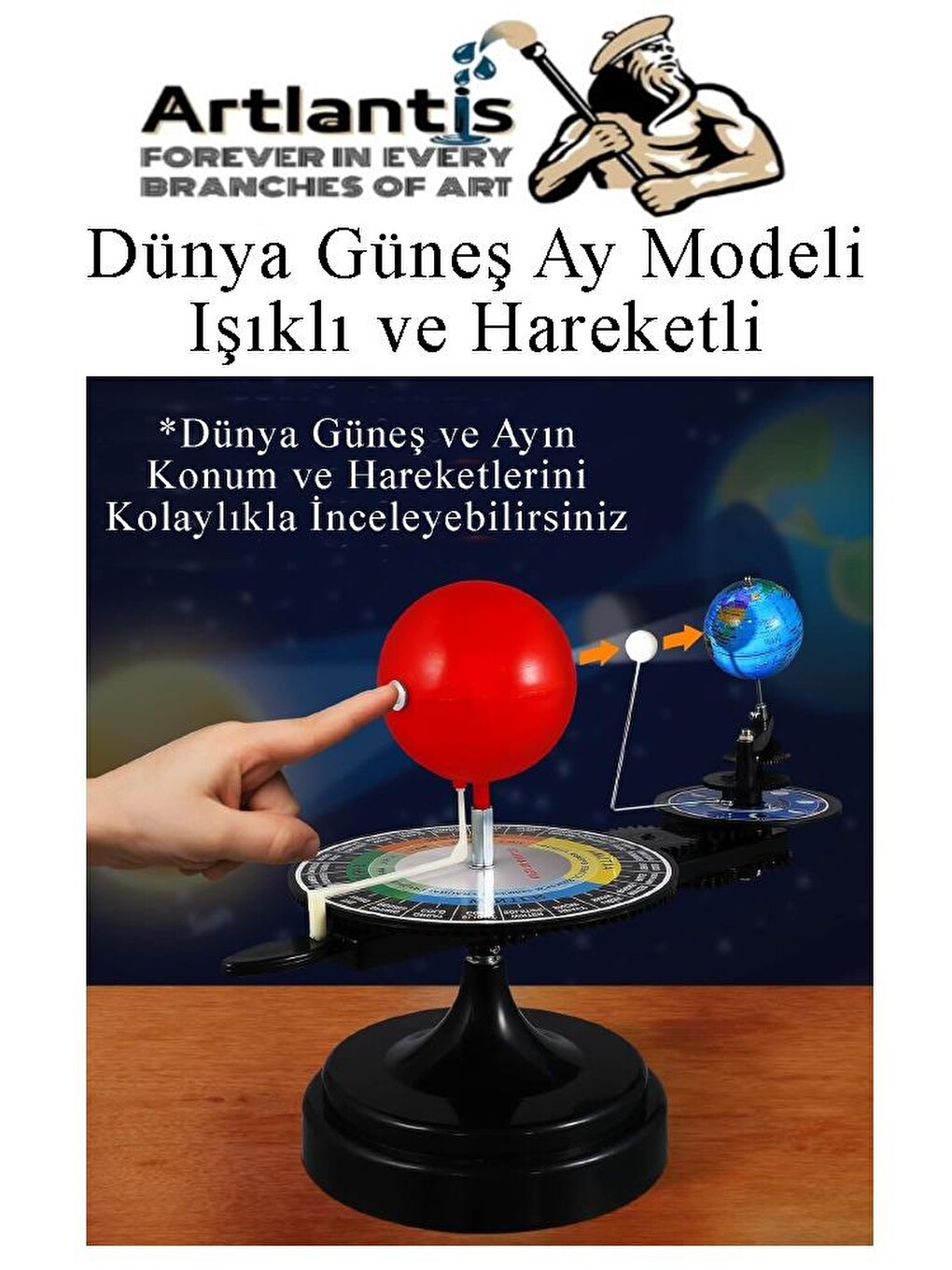 Dünya Güneş Ay Modeli Işıklı Ve Hareketli 1 Adet Güneş Sistemi Deney Seti Astronomi Solar Sistem Den-1