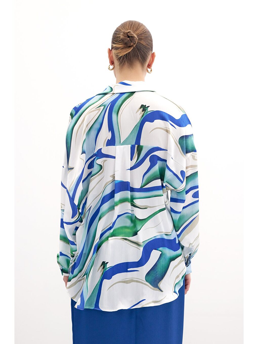 Renkli Salaş Gömlek - Sax Mavi-7