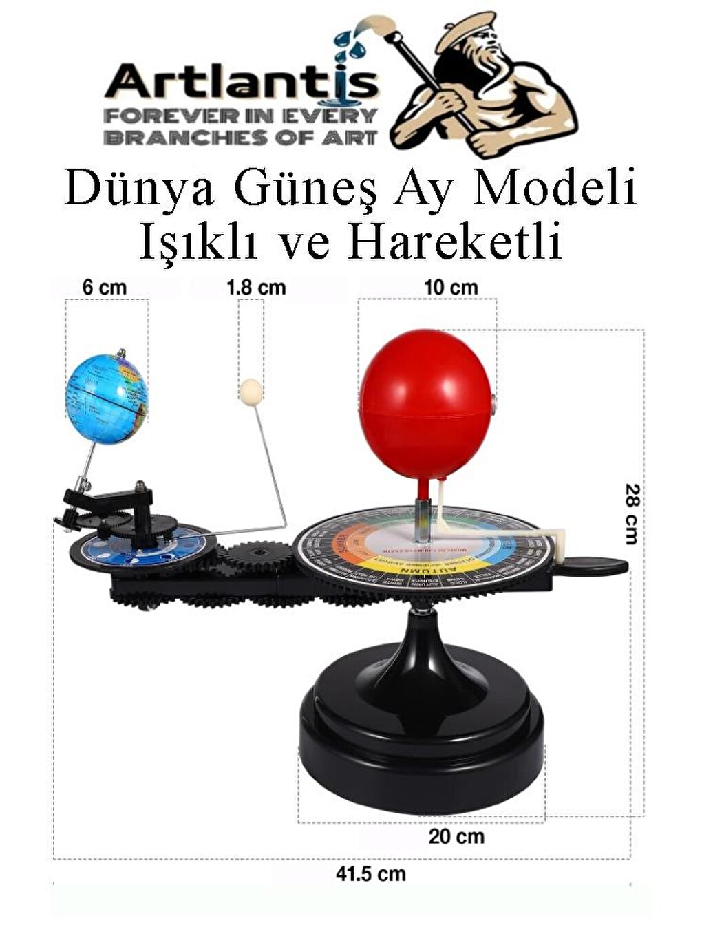 Dünya Güneş Ay Modeli Işıklı Ve Hareketli 1 Adet Güneş Sistemi Deney Seti Astronomi Solar Sistem Den-2