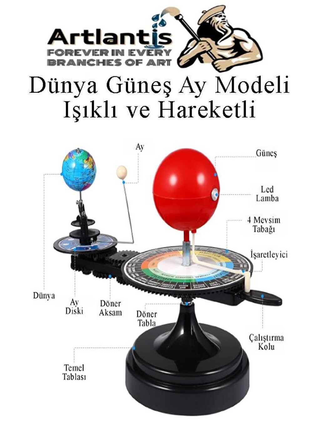 Dünya Güneş Ay Modeli Işıklı Ve Hareketli 1 Adet Güneş Sistemi Deney Seti Astronomi Solar Sistem Den-3