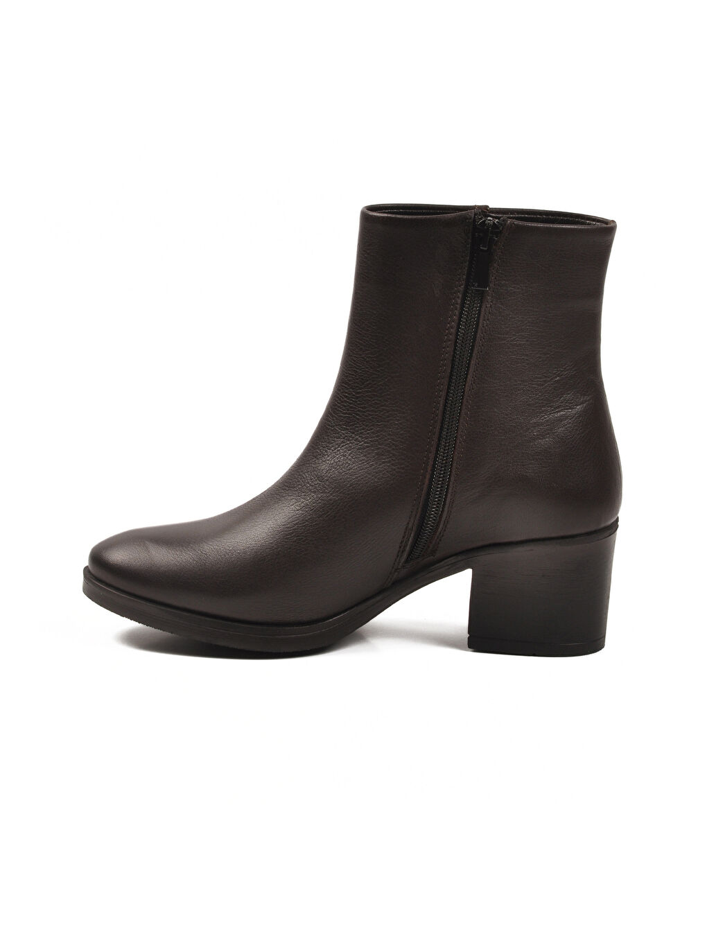 Kahverengi Kahve Hakiki Deri Fermuarlı Polarlı Kadın Bot 92162-1 Z-3