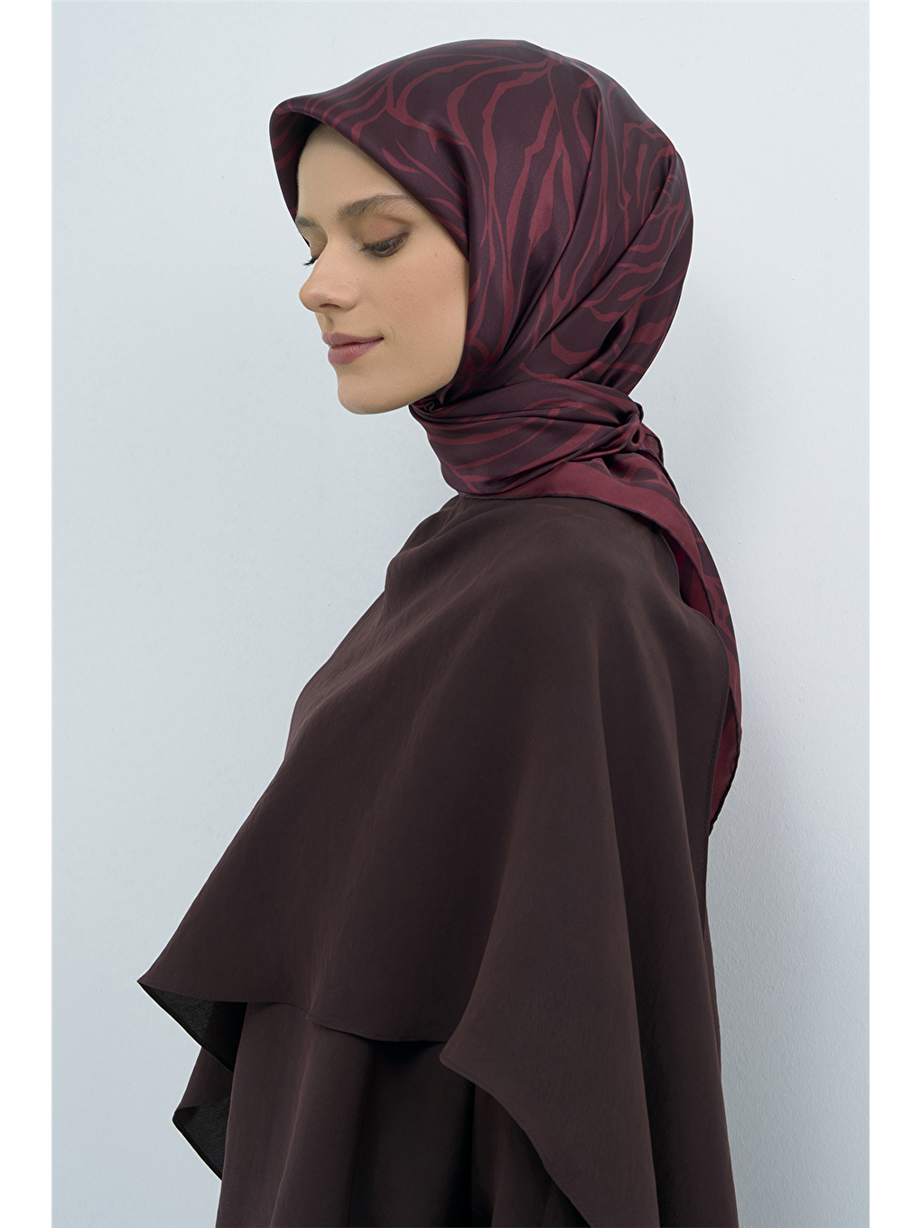 Bordo Saf İpek Sura Eşarp 9511D 50-1