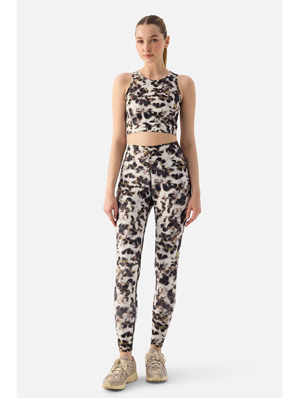 Karışık Kar Leoparı Dijital Spor Tayt-1