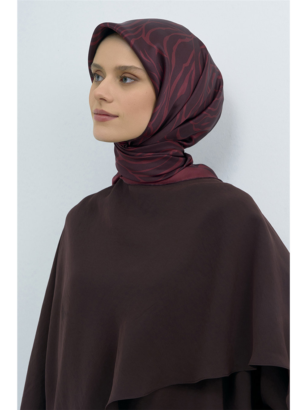 Bordo Saf İpek Sura Eşarp 9511D 50-2