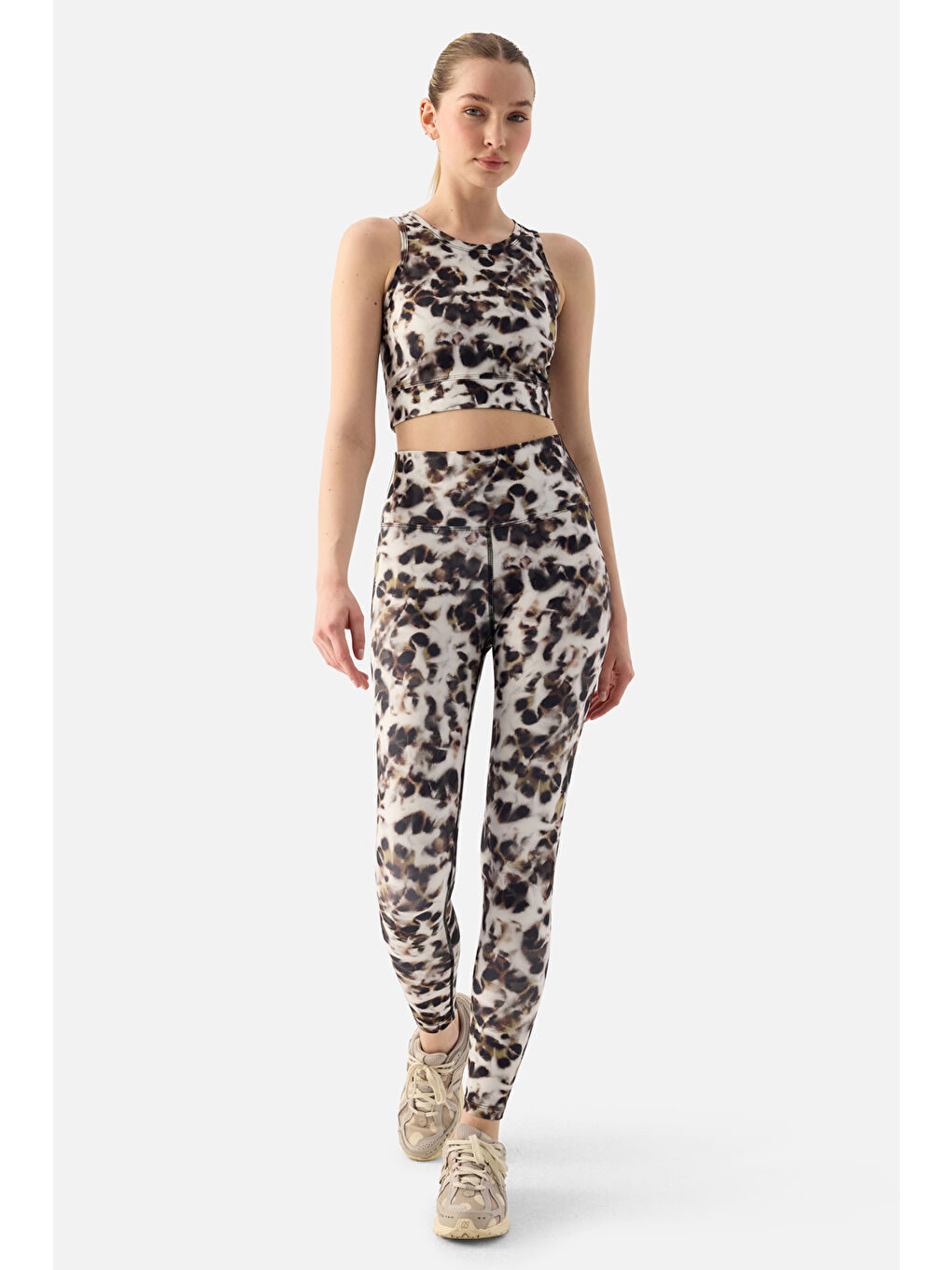 Karışık Kar Leoparı Dijital Spor Tayt-2