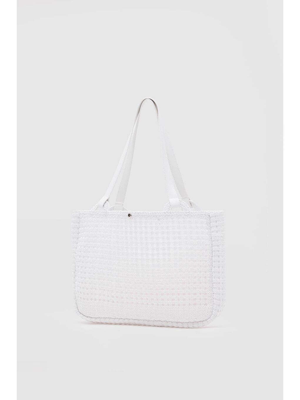 Fabri Big Size Makrome Omuz Çantası Beyaz-4