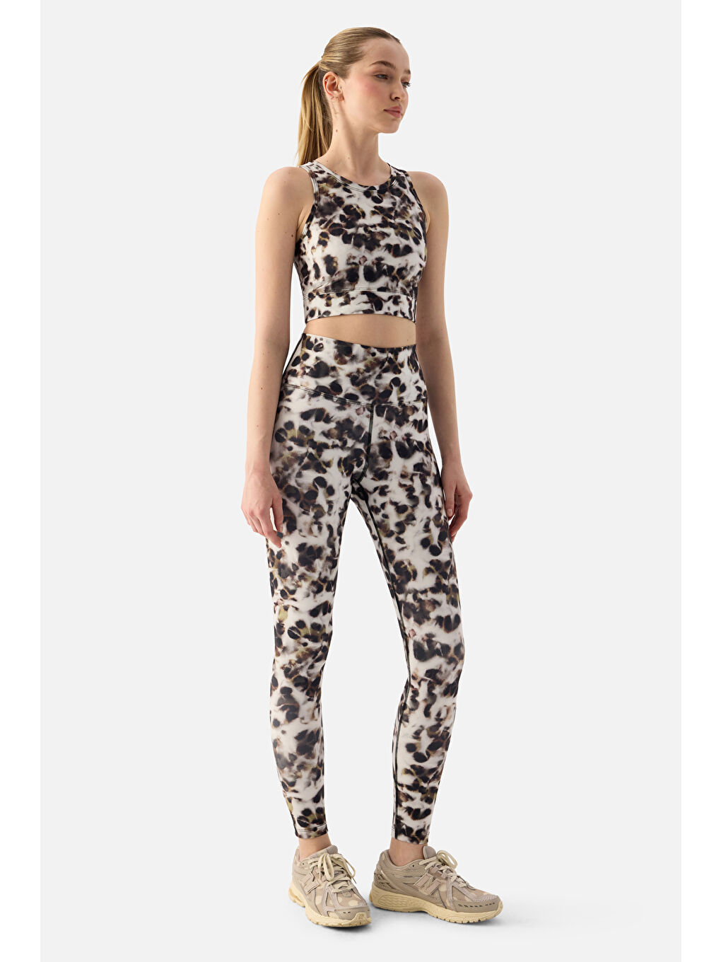 Karışık Kar Leoparı Dijital Spor Tayt-4