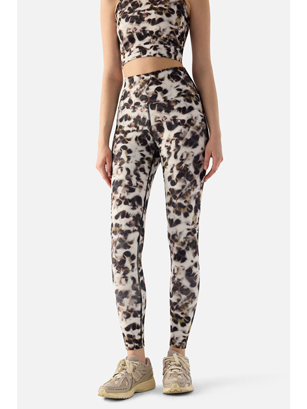 Karışık Kar Leoparı Dijital Spor Tayt-5