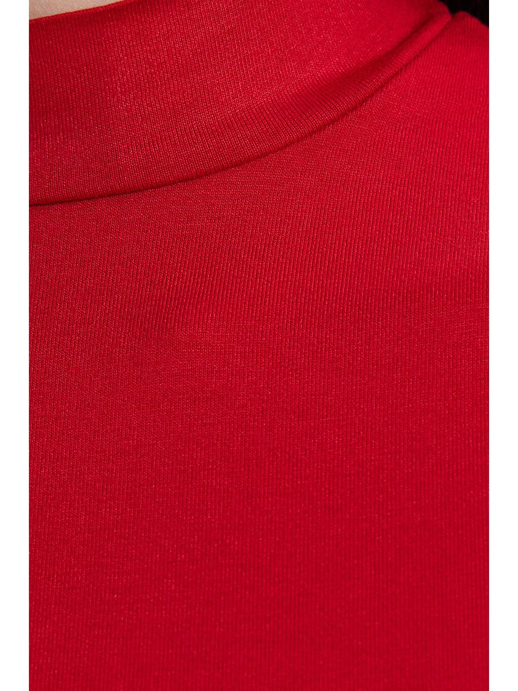 Kadın Standart Fit Kısa Kollu Yarım Balıkçı Yaka Kırmızı Bluz-6