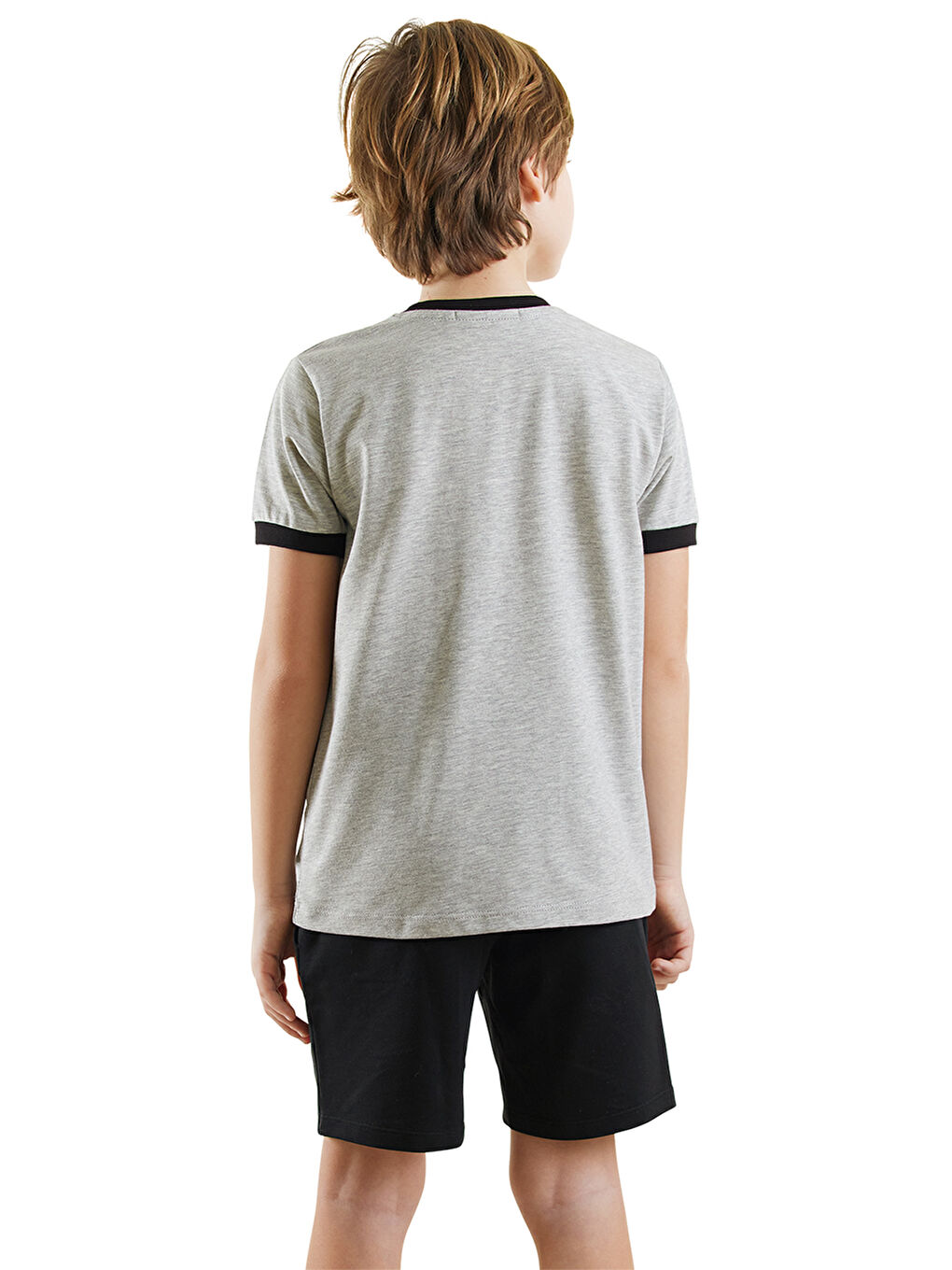 Gri Pirate Erkek Çocuk Tişört Şort Takım-1