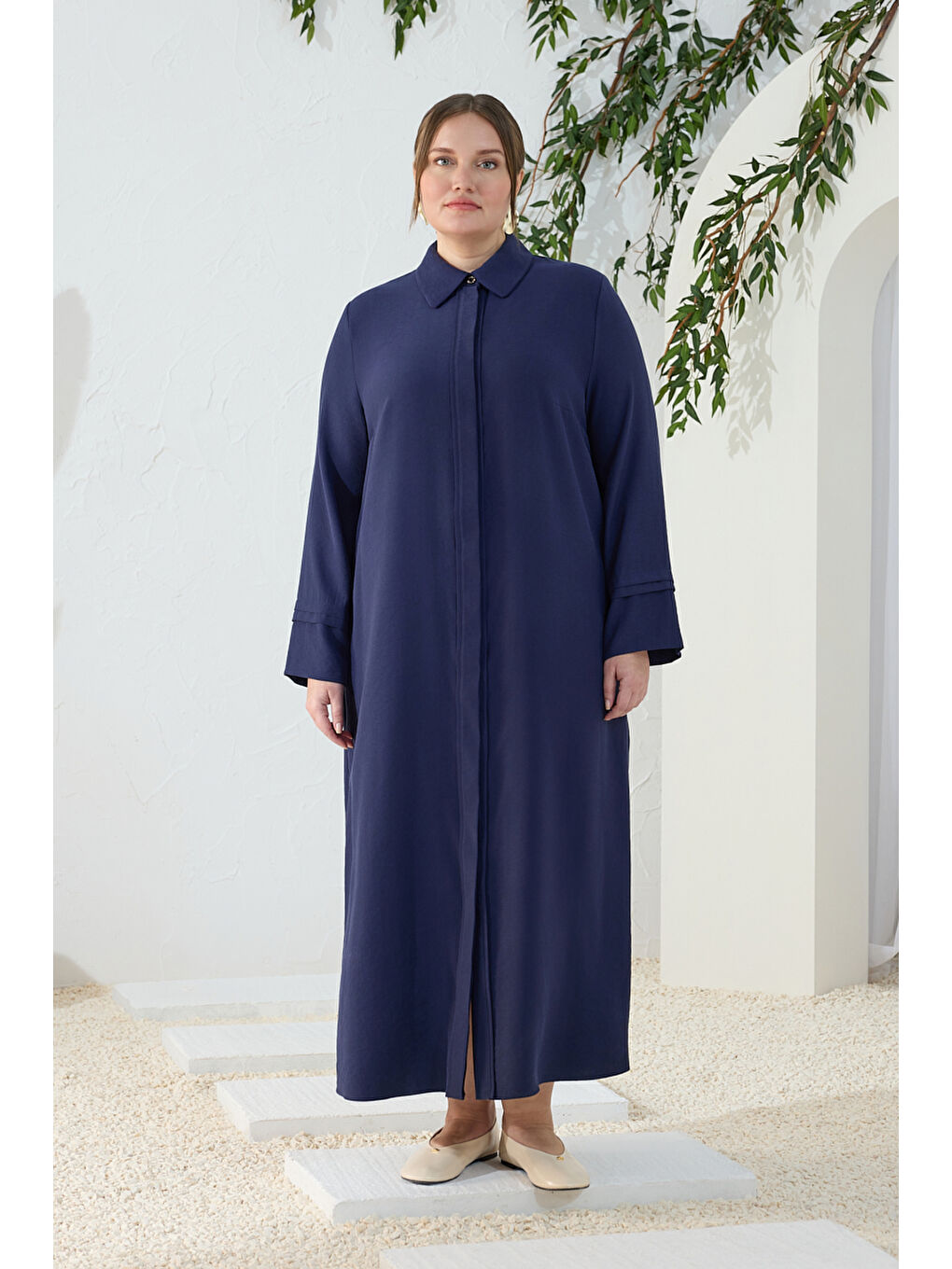 Lacivert Takma Kol Ferace-1