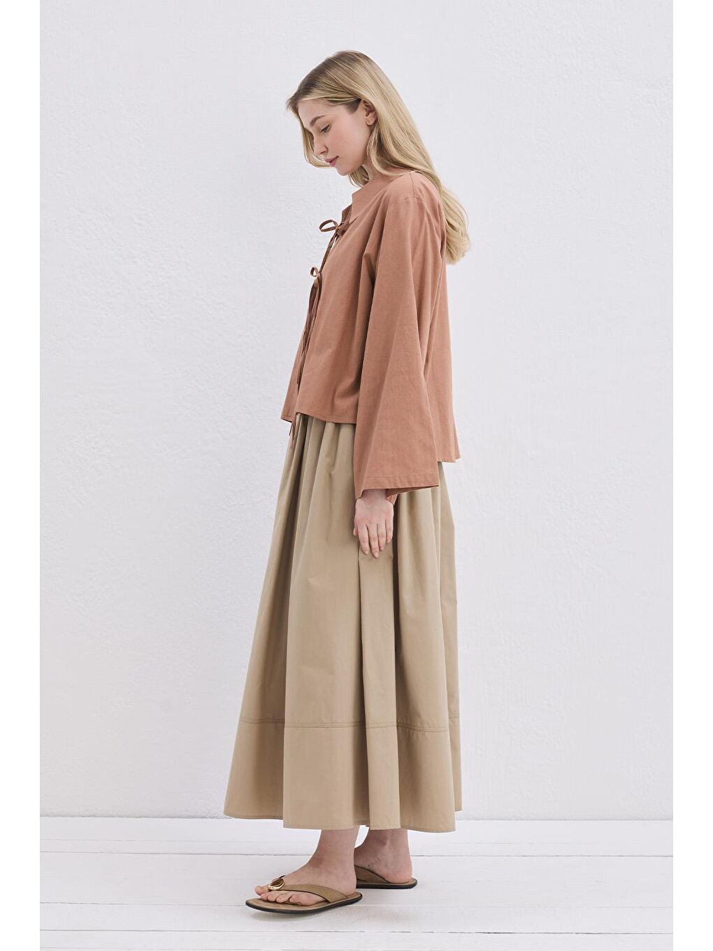 Pembe İsabel Yakalı Bağlamalı Gömlek Marshala-4