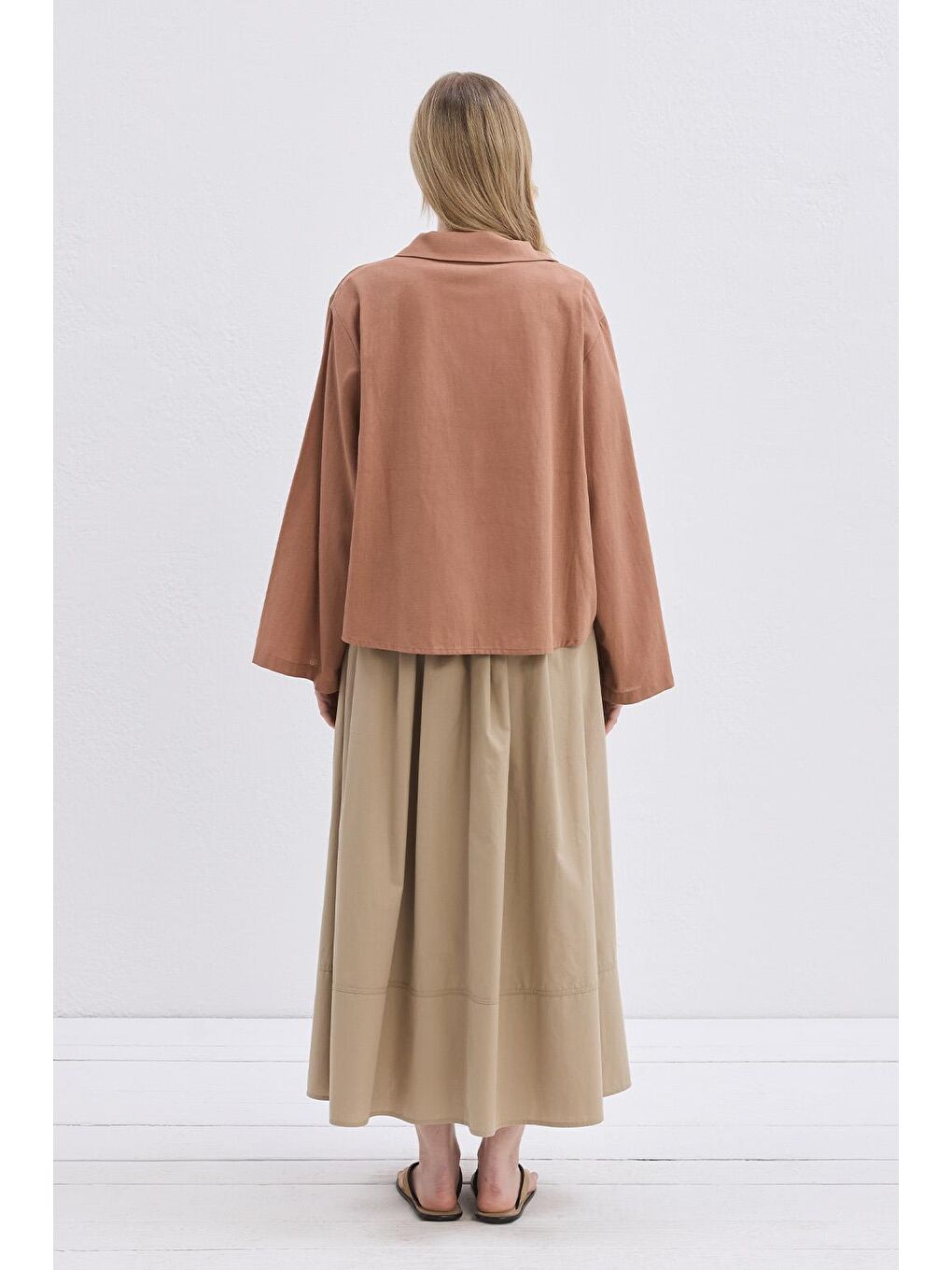 Pembe İsabel Yakalı Bağlamalı Gömlek Marshala-5