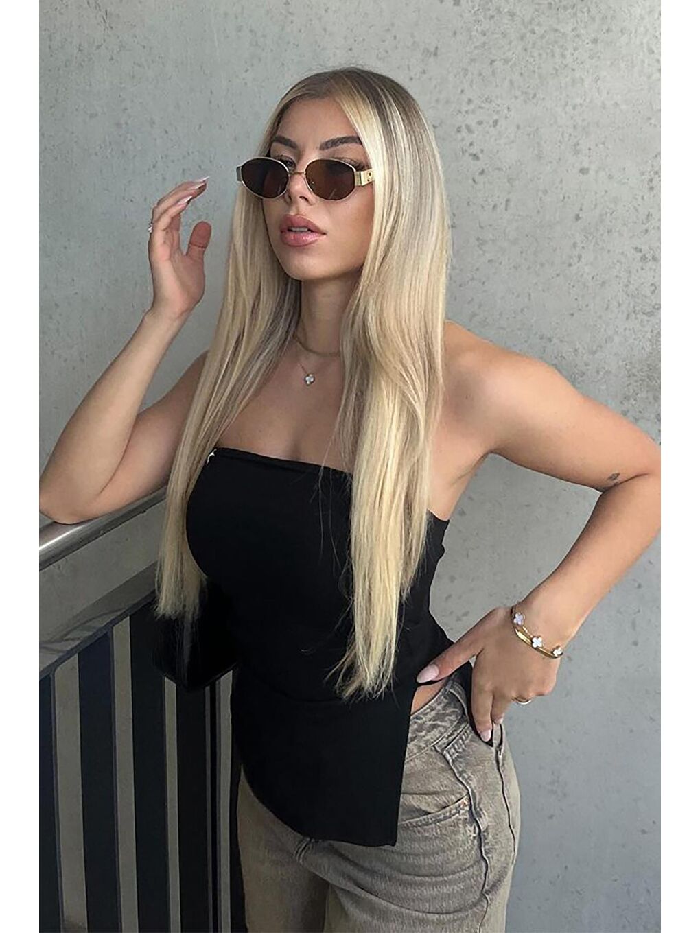 Siyah Büzgülü Streç Bandeau Top Mg2164-4