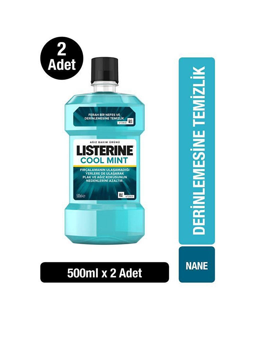 Listerine Renksiz Cool Mint Ağız Bakım Suyu 500 ml x 2