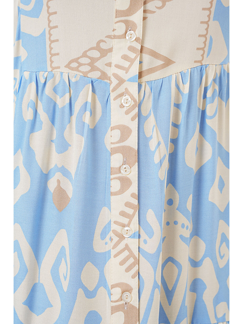 2423 Otantik Desenli Tesettür Elbise - R. Mavi-4