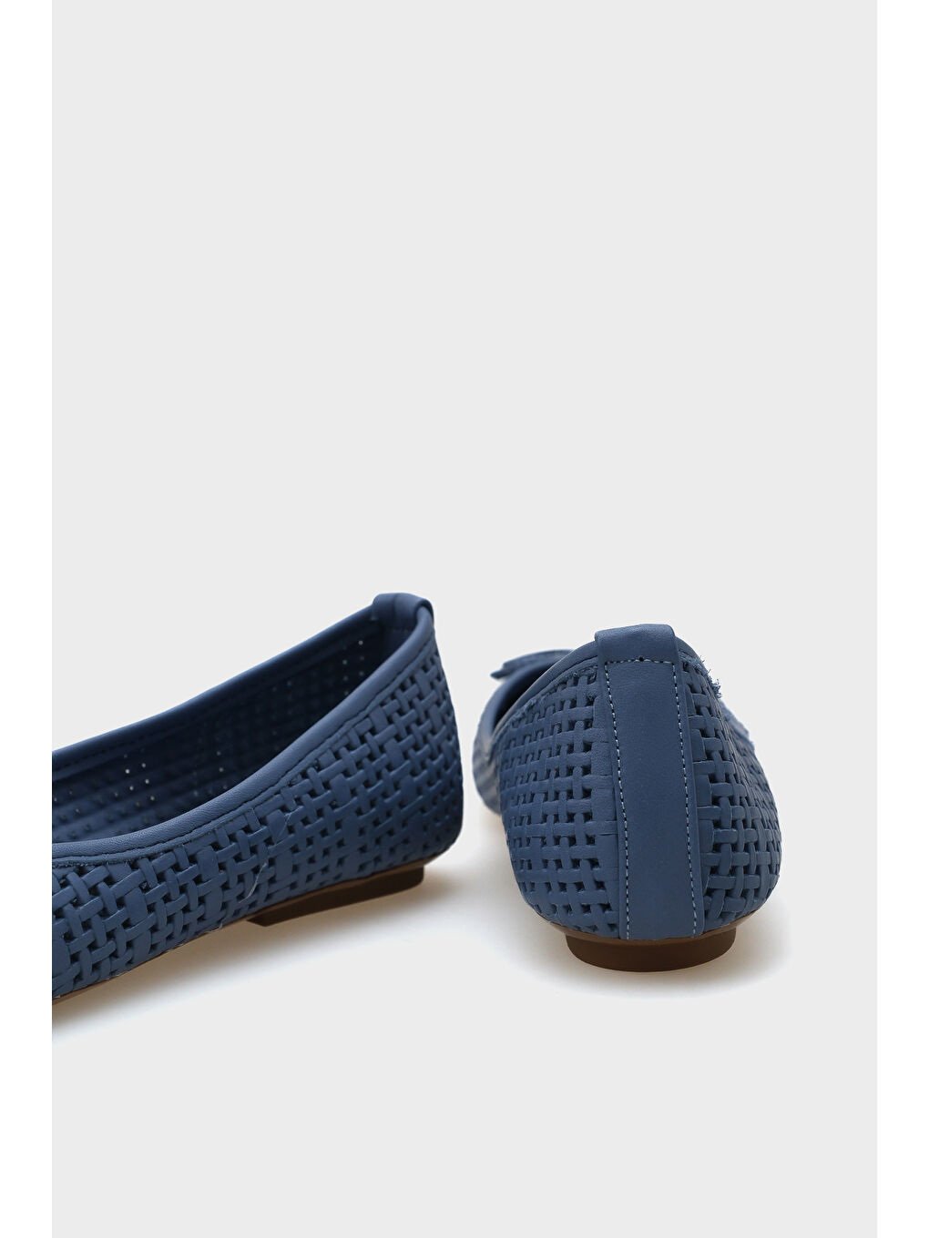 Mavi Ava Hakiki Deri Hasır Baskılı Kadın Babet-4