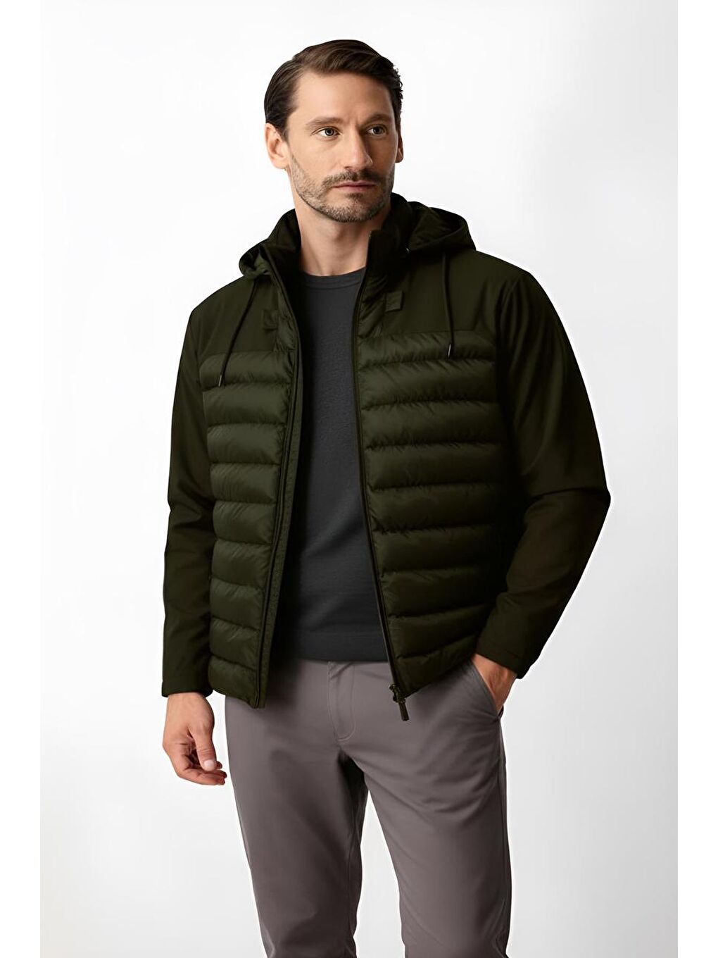 Erkek Haki Şişme Mont