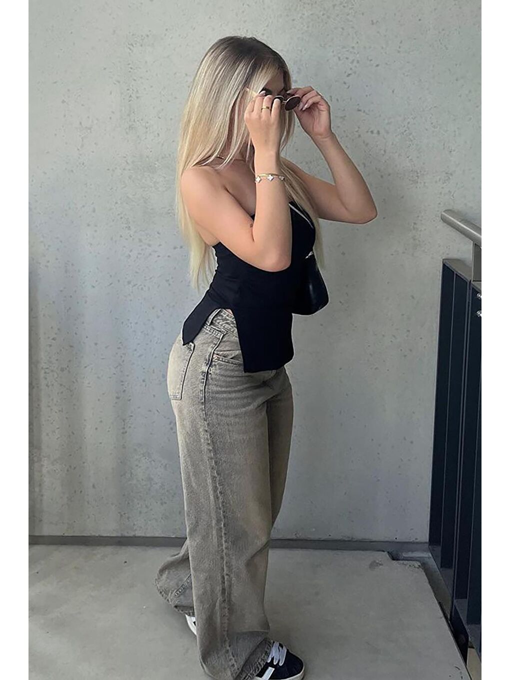 Siyah Büzgülü Streç Bandeau Top Mg2164-5