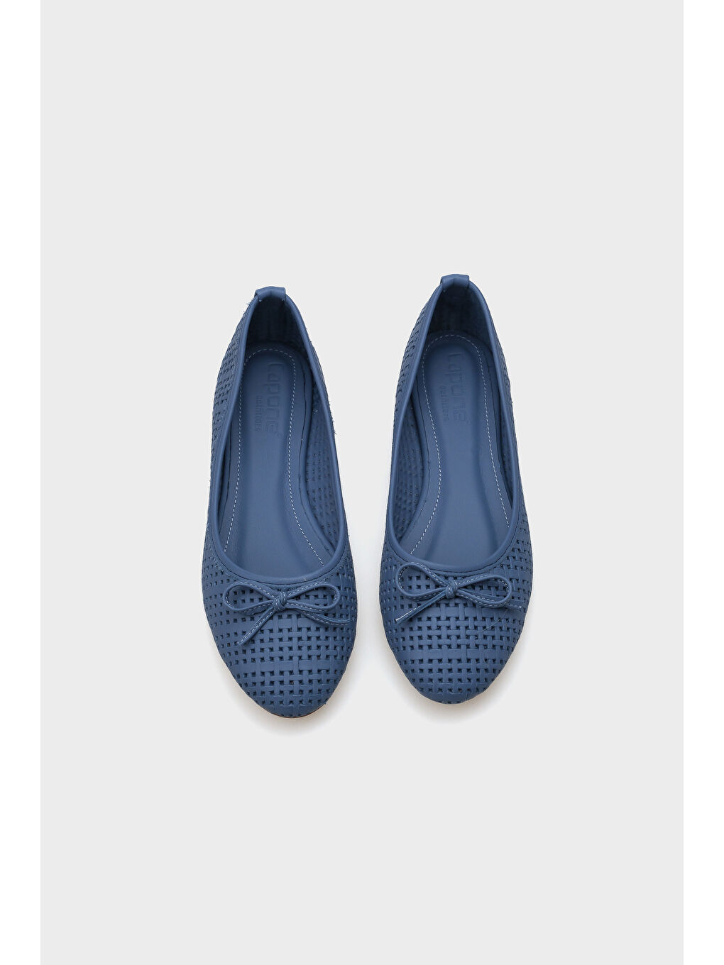 Mavi Ava Hakiki Deri Hasır Baskılı Kadın Babet-5