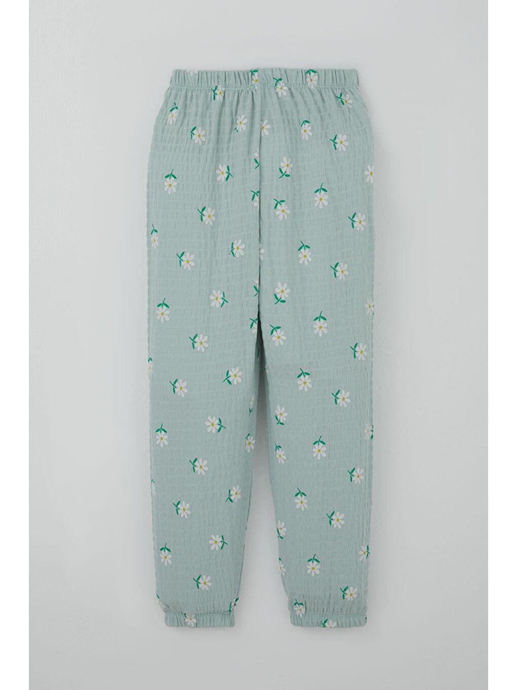 Turkuaz Kız Çocuk Pijama Takımı Papatya Desenli Su Yeşili (4-8 Yaş)-5