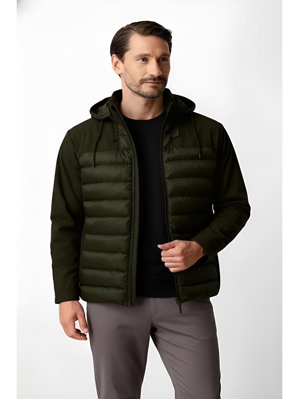 Erkek Haki Şişme Mont-1