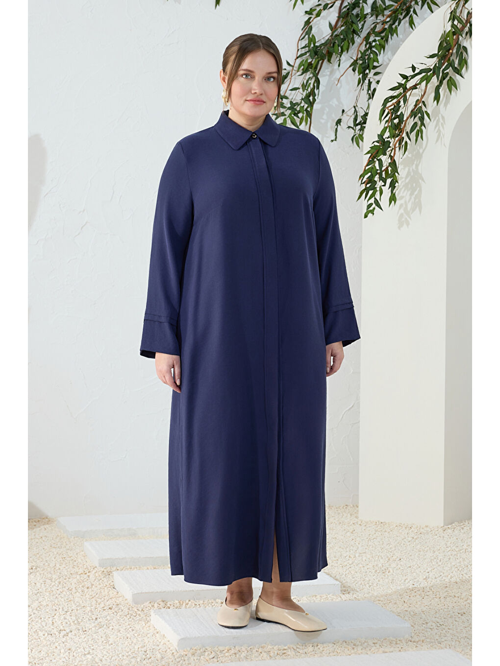 Lacivert Takma Kol Ferace-2