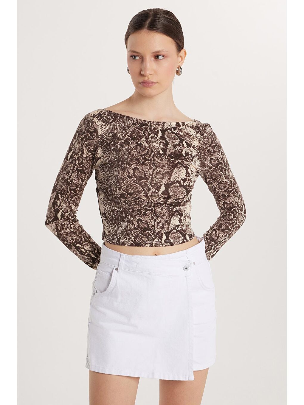 Karışık Kadın Slim Fit Viskon Balerin Yaka Bluz-2