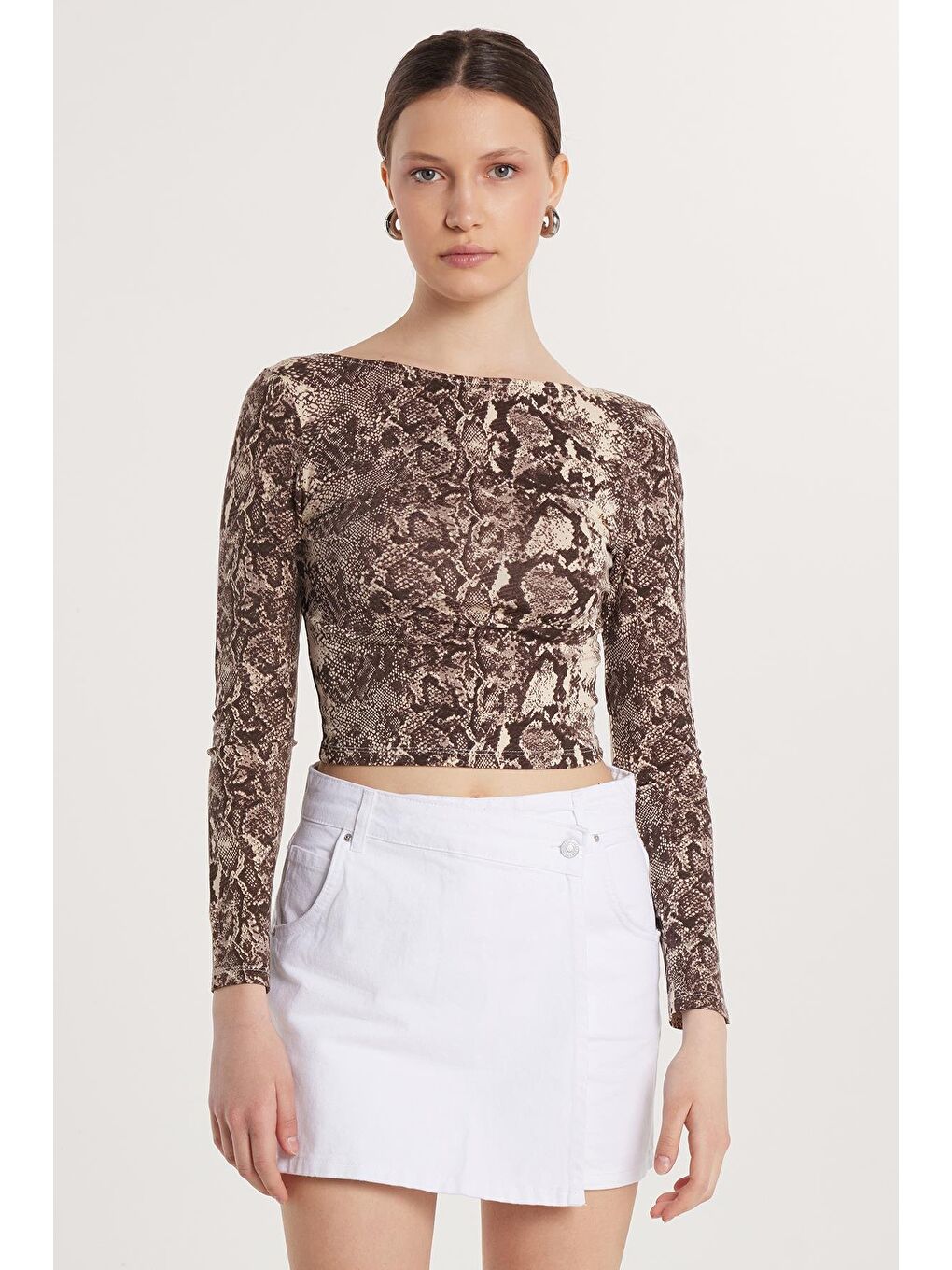 Karışık Kadın Slim Fit Viskon Balerin Yaka Bluz-3