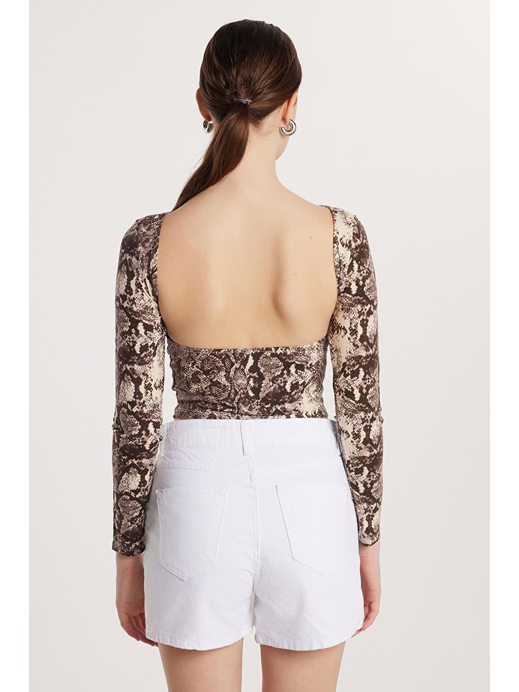 Karışık Kadın Slim Fit Viskon Balerin Yaka Bluz-4