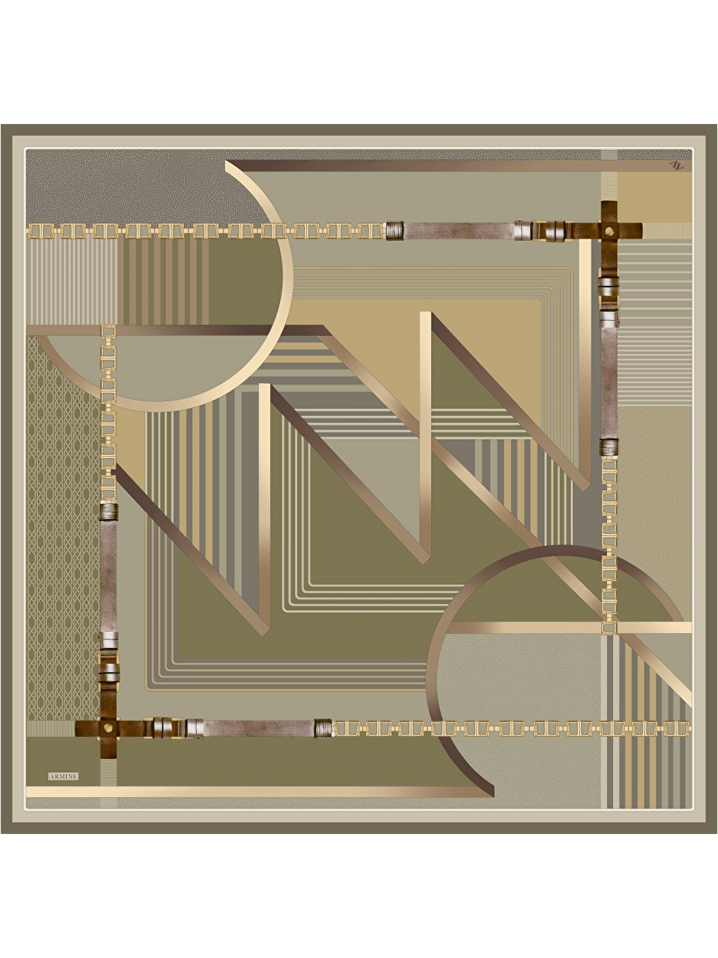 Haki Saf İpek Twill Eşarp 9521D 31-4