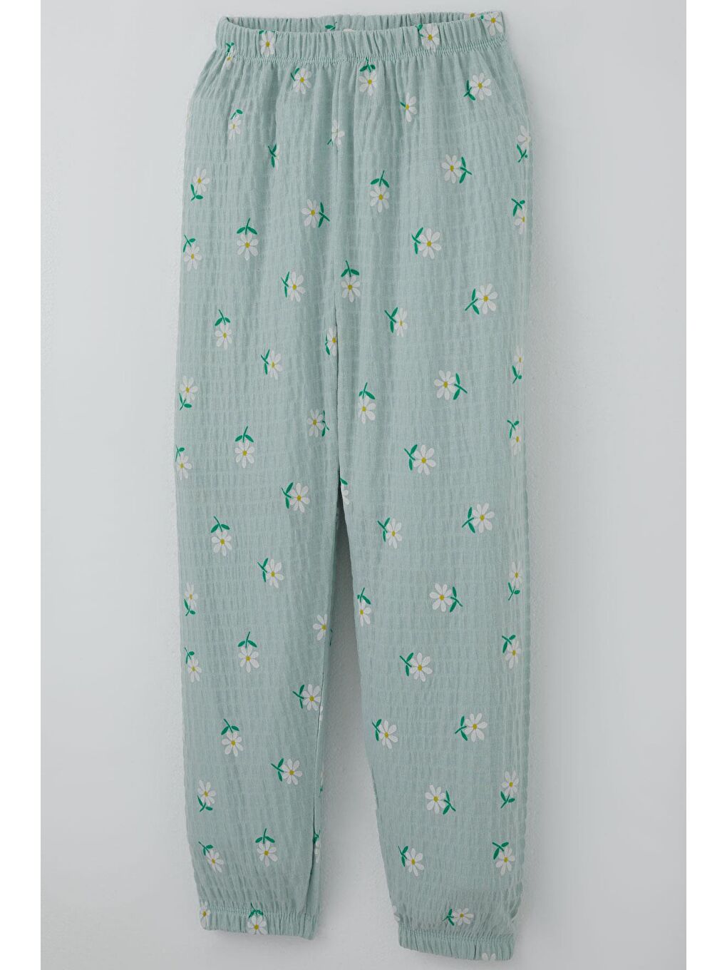 Turkuaz Kız Çocuk Pijama Takımı Papatya Desenli Su Yeşili (4-8 Yaş)-7