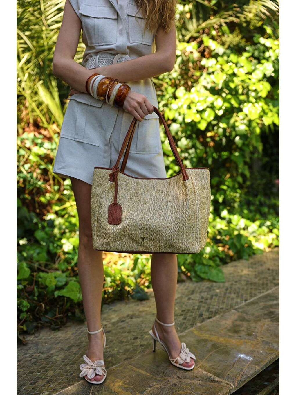 Kahverengi Percy Hasır Omuz Çantası-2