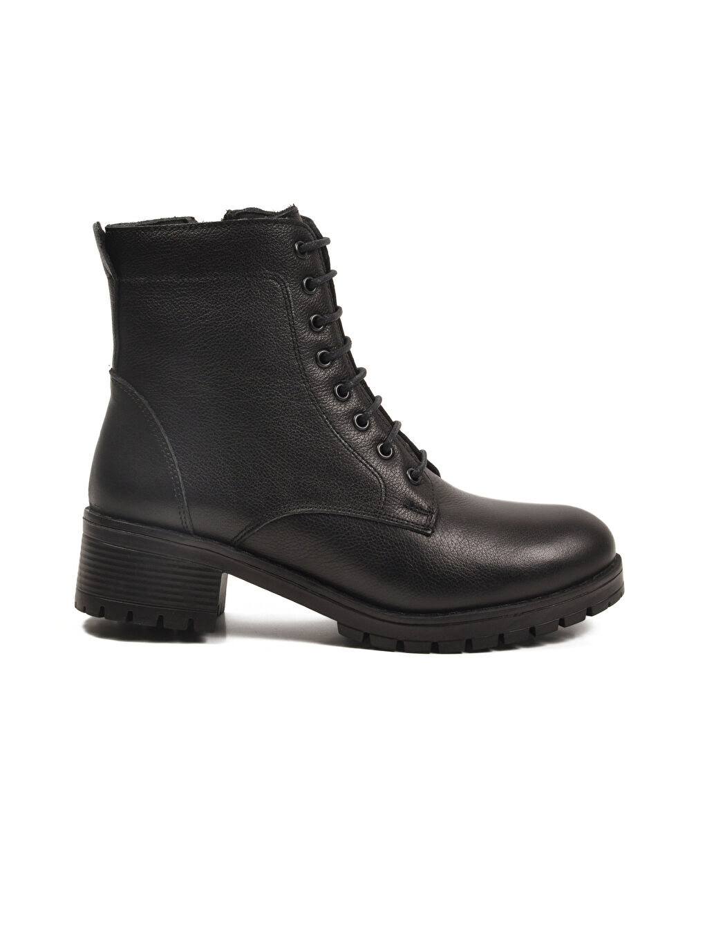 Siyah Hakiki Deri Bağcıklı Kadın Bot 2680-1 Z-1