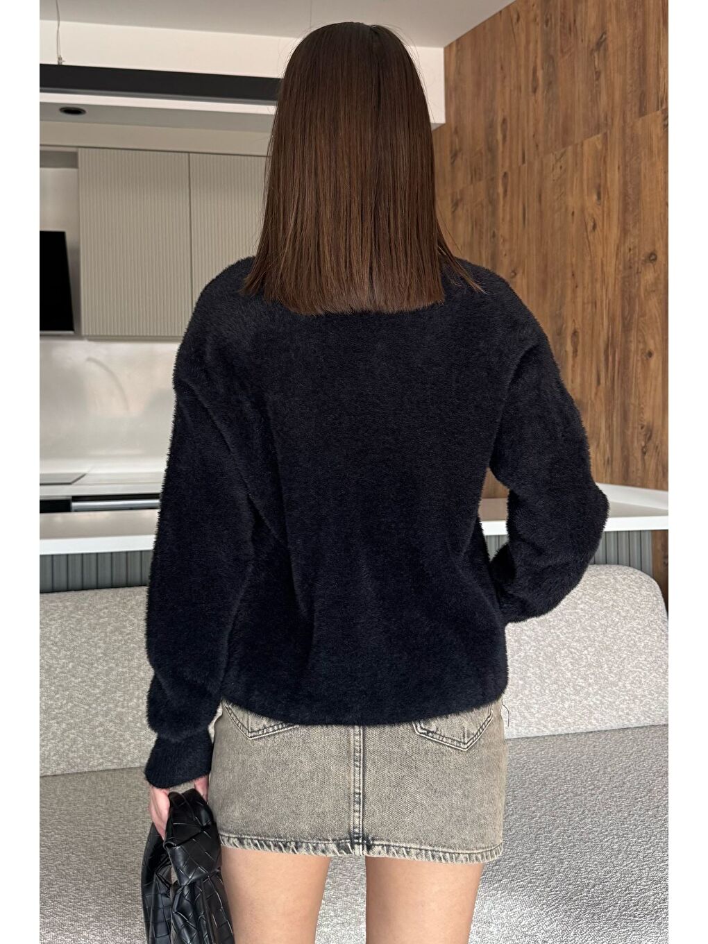 Siyah Kalp Düğmeli Şardonlu Triko Ceket (s,m,l,xl Uyumludur)-3