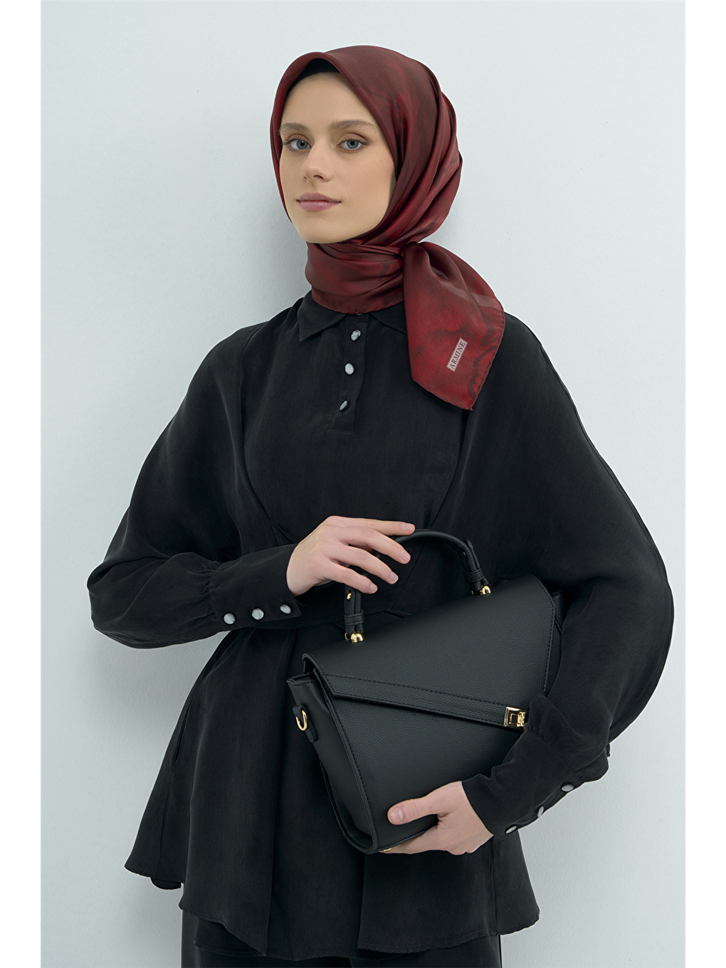 Bordo Saf İpek Twill Eşarp 9501d 50