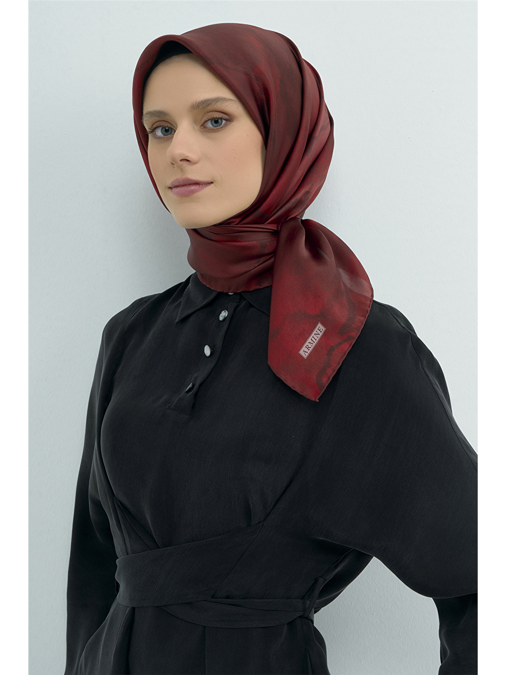 Bordo Saf İpek Twill Eşarp 9501d 50-2