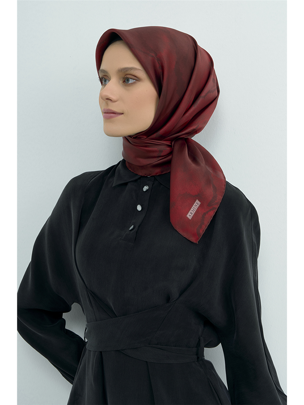 Bordo Saf İpek Twill Eşarp 9501d 50-3