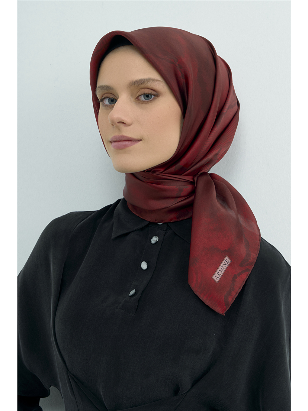 Bordo Saf İpek Twill Eşarp 9501d 50-4