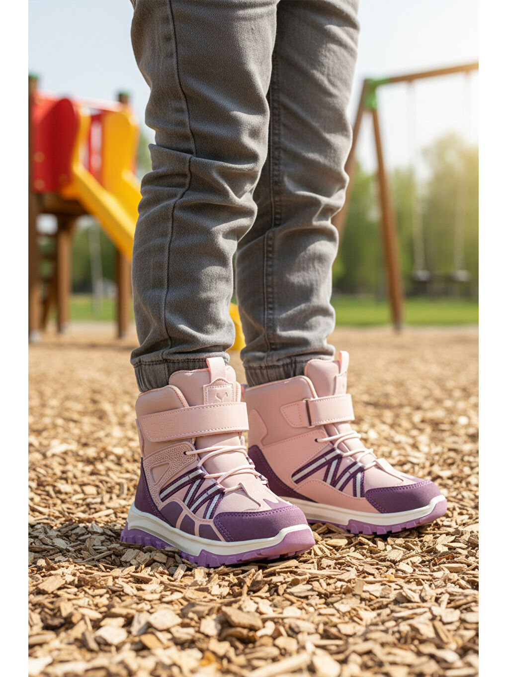 Pembe Pudra Cırtlı Kaymaz Taban Kız Çocuk Bot Hilly P-2