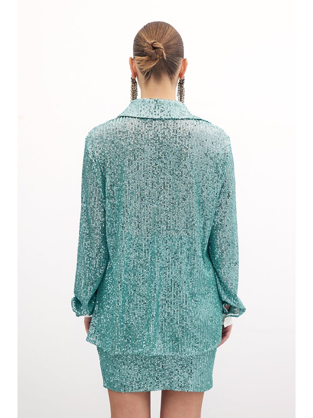 Yeşil Salaş Payet Gömlek - Mint-5